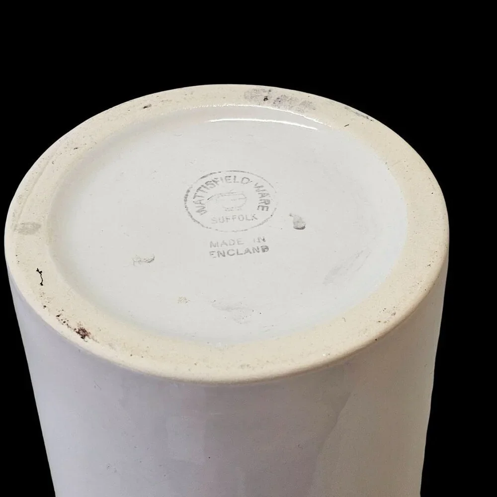 Wattisfield Ware Suffok England Mid-Century Pottery White Cylinder Vase 6